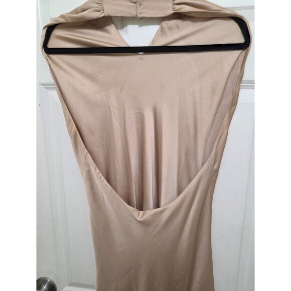 Show Me Your Mumu Champagne Satin Maxi Elegant Formal Dress Open Back Sleeveless - Picture 3 of 8